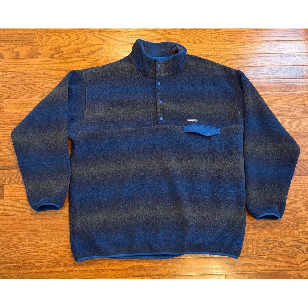 Patagonia Synchilla Fleece Snap-T Pullover Mens 2XL Gem Stripe GSNY Aztec Blue